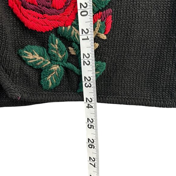 Christopher & Banks Vintage Sweater Vest Small Hand Embroidered Floral Holiday - Picture 8 of 12